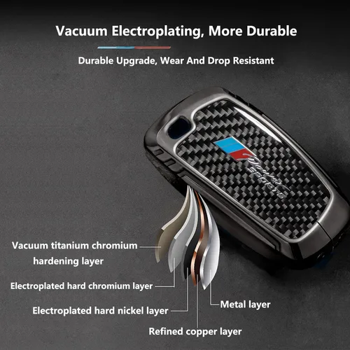 Miniatura 5 de Funda para llavero BMW con llavero, fibra de carbono real, protección de aleación de zinc, compatible con BMW 1 3 4 5 6 7 Series X1 X3 X4 M5 M6 GT3