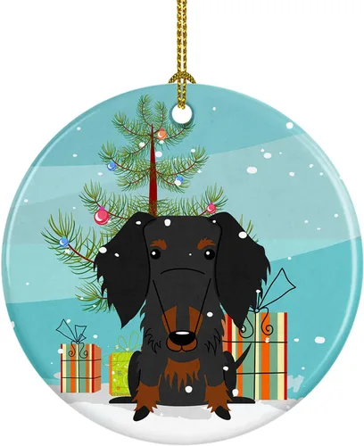Miniatura 24 de Caroline's Treasures Adorno de cerámica para árbol de Navidad, Laika Spitz de Siberia Occidental, decoración colgante para árbol de Navidad
