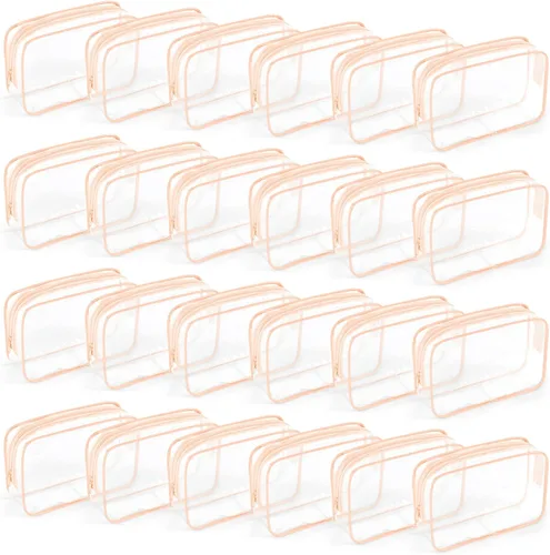 Miniatura 10 de 24 bolsas de aseo transparentes, bolsa de cosméticos para organizador de maquillaje de viaje, bolsa aprobada por la TSA, multicolor, mediana