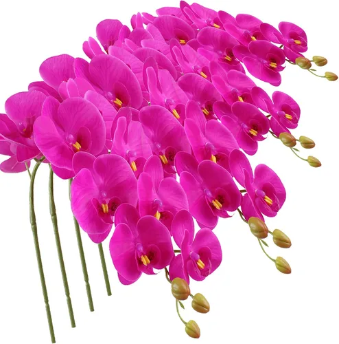 Miniatura 12 de FagusHome Phalaenopsis - Flores artificiales de 9 cabezas, 4 piezas de orquídeas artificiales de 42 pulgadas, plantas de tallo para decoración