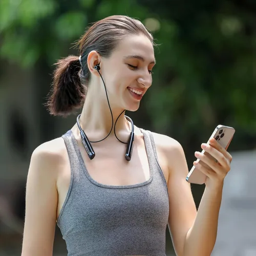 Miniatura 7 de Kinobo - Auriculares Bluetooth con tira para el cuello, Bluetooth 6.0, 120 horas de reproducción, resistencia al agua IPX7, auriculares deportivos