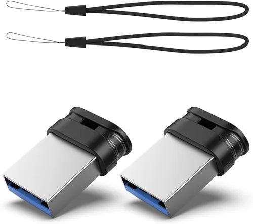Miniatura 13 de RAOYI Paquete de 5 unidades de 16GB USB 3.0, unidad flash USB mini ultra delgada con cordón - Negro