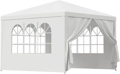 LEMY Tienda de Fiesta, Carpa Gazebo para Exteriores de 10'x10' con Paredes Laterales Removibles y Ventanas, Tienda Blanca Resistente al Agua de