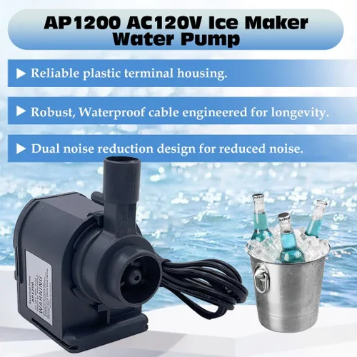 Miniatura 4 de AP1200 AC120V Bomba de agua para máquina de hielo Euhomy, bomba de agua comercial de gran flujo para HZB-30F, HZB-38F, HZB-32, HZB-45, HZB-65