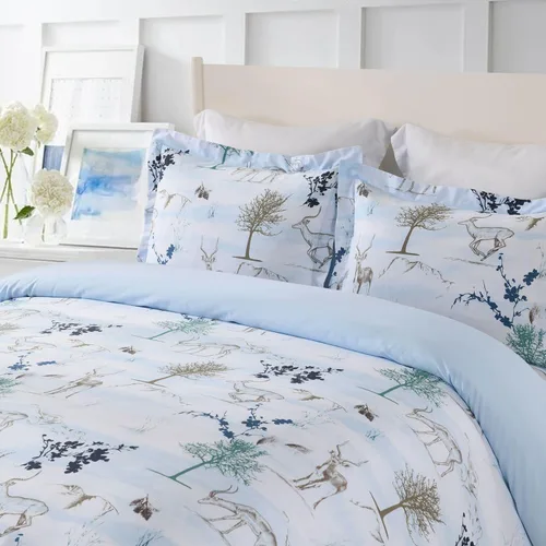 Miniatura 2 de Royal Hotel Bedding Funda de edredón de algodón de 2 piezas con diseño de ciervos cervatillos alpinos (juego de funda de edredón) 100% algodón