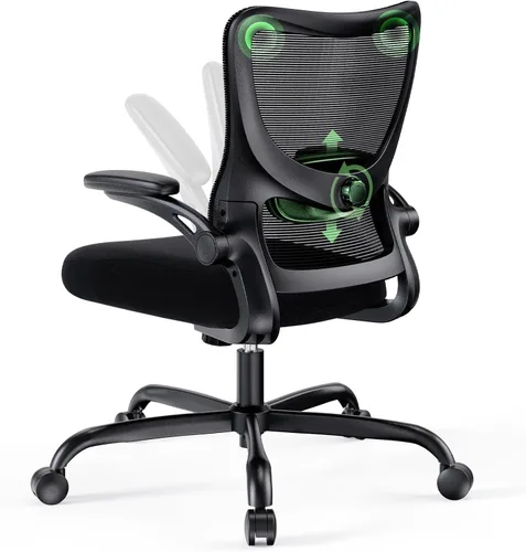 Miniatura 9 de Marsail Silla ergonómica de oficina, silla de escritorio, silla de juegos con soporte lumbar ajustable en altura, reposabrazos ajustable y Oscuro