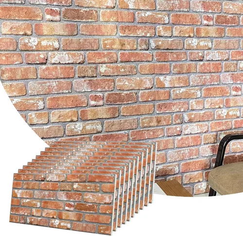 Miniatura 34 de Dundee Deco Paneles de pared 3D de ladrillo sintético, revestimiento de pared con aspecto de piedra roja, gris y marrón, espuma de poliestireno