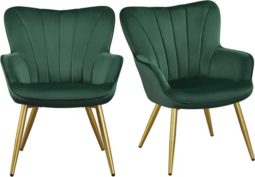 Miniatura 11 de Topeakmart Silla decorativa de terciopelo, moderna y de mediados de siglo, silla de maquillaje con acolchado suave y respaldo alto para sala de Azul
