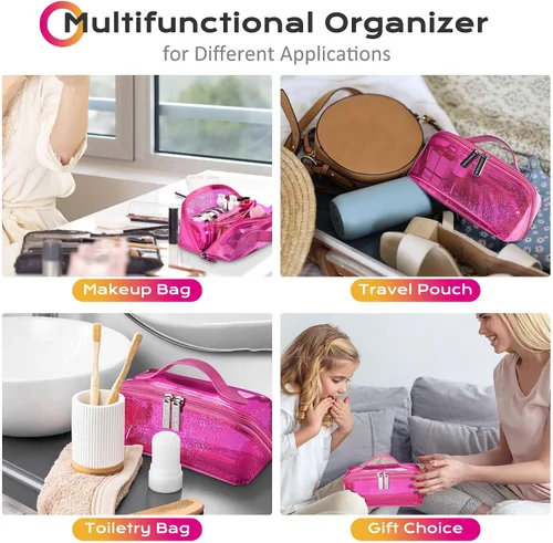 Miniatura 7 de BYOOTIQUE AW 420D - Neceser de viaje de nailon transparente, portátil, ligero, transparente, organizador de almacenamiento de cosméticos, piscina