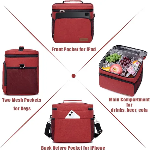 Miniatura 7 de TuErcao Bolsa térmica aislada 6/24 latas plegable a prueba de fugas con lados blandos para el auto, hielera portátil plegable pequeña para playa