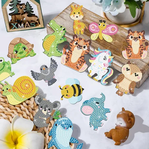 Miniatura 3 de 16 imanes de arte de diamantes para adultos, animales, pintura de diamantes, imanes para refrigerador, diamantes de imitación, kits de calcomanías