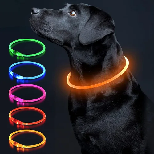 Miniatura 10 de Colaseeme Collar de perro con luz LED, collar de perro con luz, recargable por USB, TPU brillante, luz de seguridad, luces para perros medianos