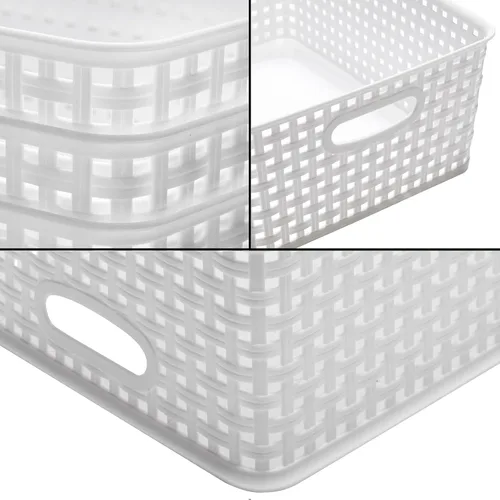 Miniatura 2 de Eslite Cestas de almacenamiento de plástico, 11.4 x 8.9 x 4.7 pulgadas, paquete de 4 (blanco)
