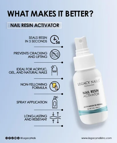 Miniatura 3 de Legacy Nails Profesional - Activador de resina para uñas, espray para sistemas de uñas acrílicas y de gel, activador adhesivo de uñas de secado