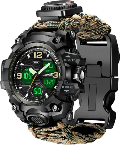 Reloj militar digital de supervivencia 23 en 1, reloj táctico multifuncional y con correa ajustable para hombre, resistente al agua, para Hojas de