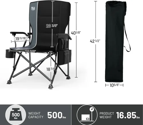 Miniatura 3 de TIMBER RIDGE Silla de camping plegable de gran tamaño, respaldo alto, resistente para adultos, soporta hasta 500 libras con soporte para tazas