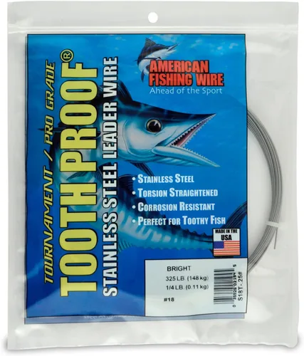 Miniatura 45 de AFW Alambre Líder Duro de Una Hebra de Acero Inoxidable a Prueba de Dientes - Brillante y Camuflaje para Tiburón, Barracuda, Caballa Real, Wahoo