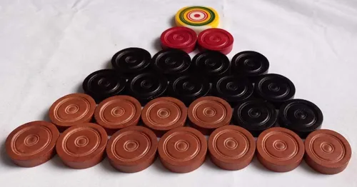 Miniatura 4 de Carrom Board Monedas de Madera 24-Coins 1-Striker Utilizado en el Torneo Internacional Carrom 100% Original