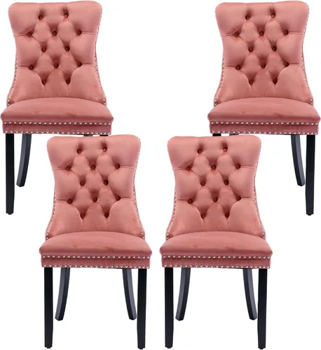 Miniatura 56 de Silla de comedor copetuda moderna de terciopelo para comedor, sillas de comedor tapizadas con remache de clavo, anillo trasero para cocina, comedor