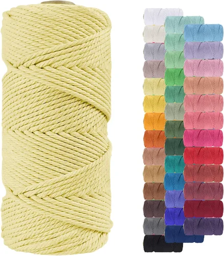 Miniatura 69 de Cuerda de macramé de 0.079 in para 219 yardas, cuerda de algodón natural para manualidades, hilo de cuerda de macramé de colores para colgar