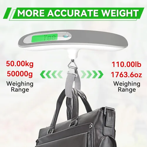 Miniatura 2 de Báscula de peso de equipaje de 110 libras, báscula digital de alta precisión, báscula portátil con gozkglb accesorios de viaje, báscula de equipaje