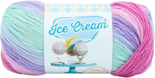 Miniatura 23 de Lion Brand Yarn, Hilo para Bebé Ice Cream para tejer, ganchillo y manualidades, Baseball Nut, 1 paquete, fibra acrílica colorida de peso DK
