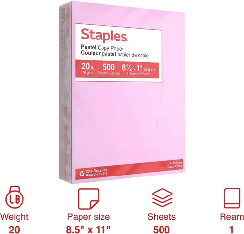 Miniatura 2 de Staples Papel de copia pastel 8,5 x 11 pulgadas hojas de color lila para impresión y documentos