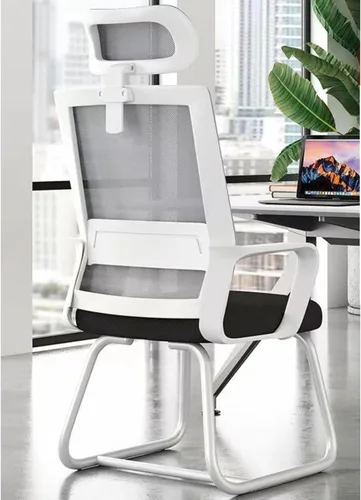 Silla de oficina ergonómica, sillas de escritorio de oficina en casa, silla de oficina de malla, silla ejecutiva de malla con reposacabezas Blanco B
