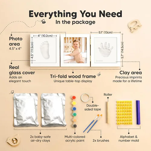 Miniatura 2 de KeaBabies Regalos de baby shower para niños y niñas, kit de huellas y manos para bebés, kit de huellas de manos para recién nacidos, marco de fotos
