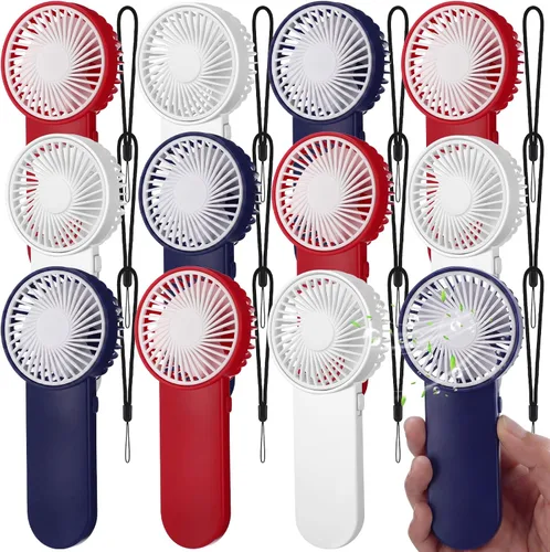 Miniatura 42 de Sumind 6 unidades de pequeño ventilador portátil personal pequeño a granel de 1 velocidad eléctrico lindo alimentado por batería para el cuello