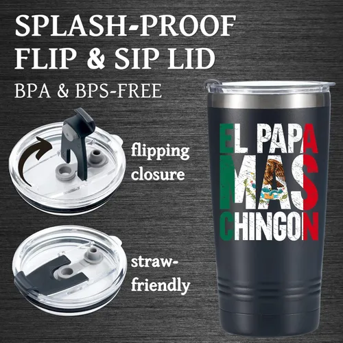 Miniatura 5 de Onebttl Regalo para papá, vaso de acero inoxidable con tapa, 20 onzas, regalos para papá, día del padre, regalos para papá mexicano para Navidad