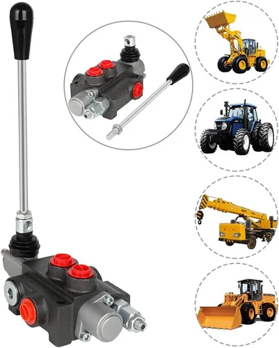 Miniatura 2 de Válvula de control de flujo hidráulico 1 carrete 11 GPM Puertos G Mango de palanca de alivio ajustable Centro paralelo de doble efecto Cargador