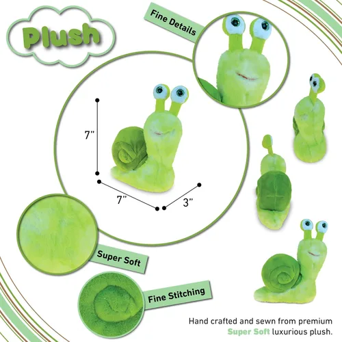 Miniatura 3 de DolliBu - Peluche de caracol verde, súper suave, lindo juguete de peluche realista para niños y niñas, adorable juguete de peluche para bebés, niños
