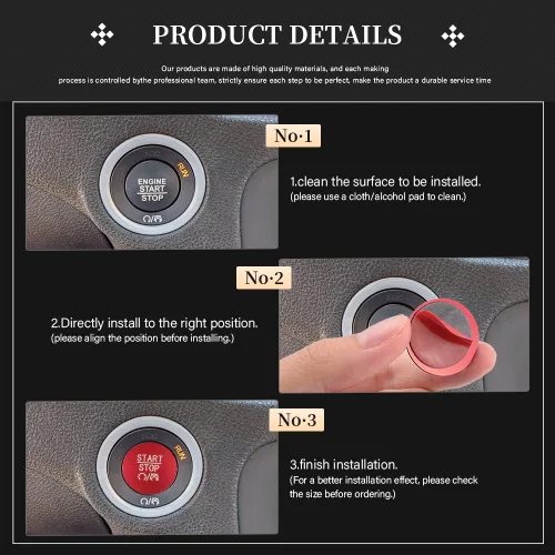 Miniatura 5 de LECART Pegatina Roja de Cubierta de Botón de Arranque que se Ajusta para Dodge Charger/Challenger/Durango/Ram 1500 Accesorios