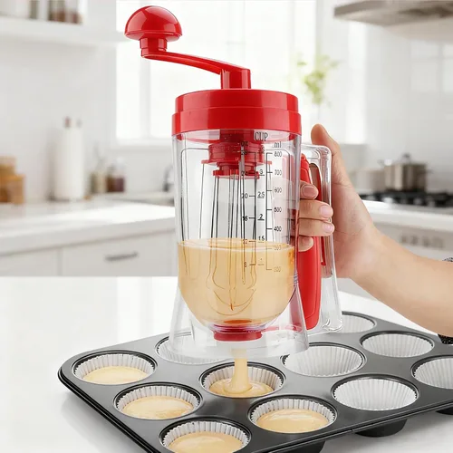 Miniatura 8 de Dispensador de masa para panqueques con mezclador y escala de medición, dispensador de masa de gofres para panqueques, magdalenas, muffins, crepes