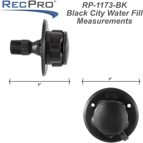 Miniatura 6 de RecPro Entrada de agua para RV Brida de plástico con válvula de retención Autocaravana Remolque Marina (Negro) Fabricado en EE. UU