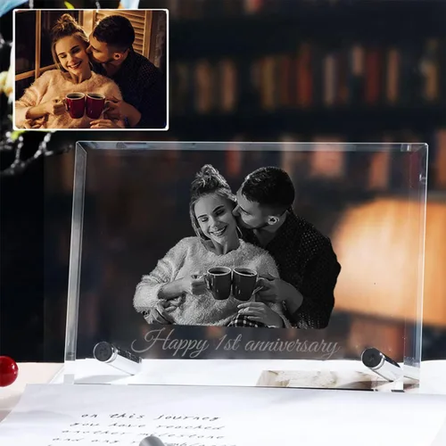 Marco de fotos de cristal personalizado, marco de fotos de cristal grabado personalizado, regalo de fotos de recuerdo personalizado para el día de