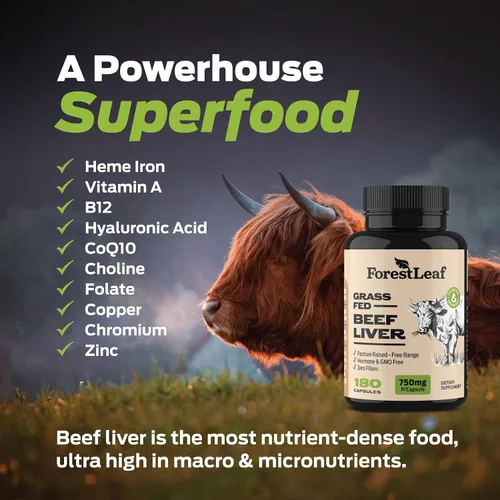 Miniatura 8 de ForestLeaf Cápsulas de hígado de carne alimentada con pasto, 3000 mg por porción, apoya la inmunidad y el bienestar corporal, limpieza, digestión