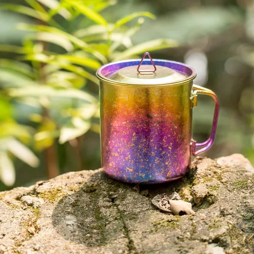 Miniatura 5 de Boundless Voyage Titanio Cup 15.2 fl oz/15oz Camping Tazas & Tazas con Tapa Ultraligero Beber Taza para Exterior, Hinking, Jardín Ti3055D