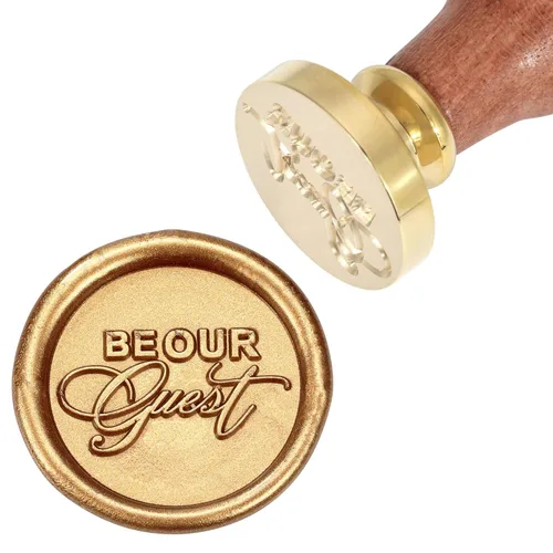 Miniatura 4 de Yoption Be Our Guest - Sello de cera de sellado vintage, cabeza de latón y empuñadura de madera para bodas, Navidad, fiestas, invitaciones, sobres