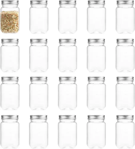 Miniatura 9 de Tarros Mason de plástico transparente de 16 onzas con tapa de rosca, tarros vacíos reutilizables para almacenamiento de alimentos, recipientes