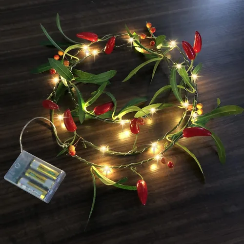 Miniatura 16 de Guirnalda de luces artificiales de frutas y mandarina, luces LED de naranjas, enredaderas colgantes, guirnalda de plantas, bayas artificiales, luz