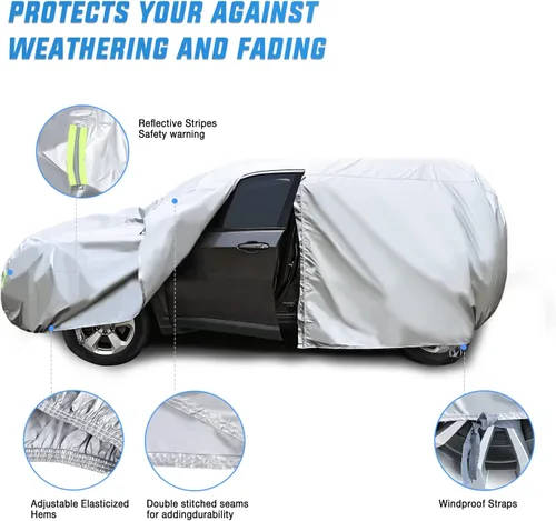 Miniatura 2 de Nilight Funda impermeable para automóvil SUV para todo tipo de clima, protección UV, resistente al viento, para exteriores, cubierta completa