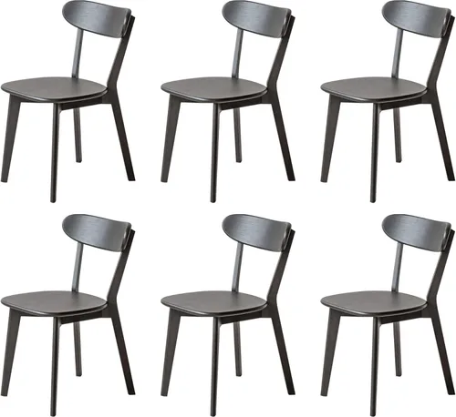 Miniatura 17 de Sillas de cocina, 100% madera maciza de roble, silla moderna con respaldo curvo, sillas de cocina y comedor, silla moderna para sala de estar Negro