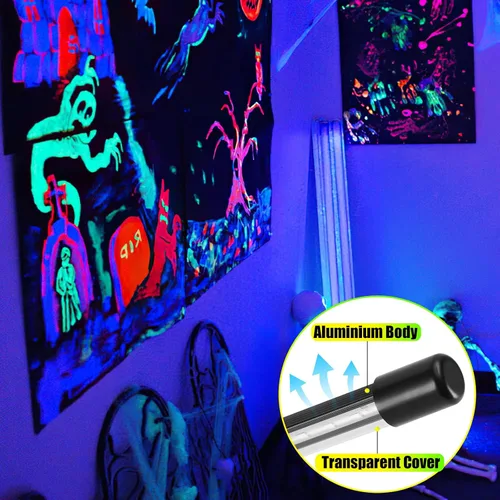 Miniatura 5 de Luz LED negra portátil USB de alta calidad, soporte de escritorio con cable de 5 pies + interruptor, brilla en la oscuridad para Halloween, fiesta