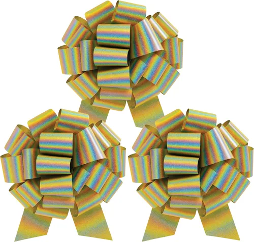 Miniatura 31 de Lazo de regalo grande azul de 12 pulgadas, lazo metálico con cuerda de tirar perfecto para envolver regalos, grandes presentes, autos, bicicletas