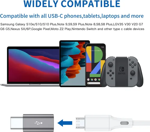 Miniatura 6 de QianLink Adaptador micro USB a USB C, paquete de 8 adaptadores USB tipo C de aluminio compatibles con Samsung Galaxy S10 S9 S8 Plus Note 9 8, LG V40
