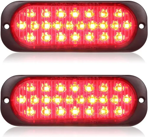 Miniatura 11 de Paquete de 2 luces traseras LED rojas de carcasa de aluminio, para remolque, freno y giro, cumple con DOT, impermeable, montaje en superficie, Rojo