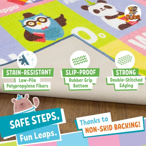 Miniatura 4 de KC CUBS, tapete para piso, área de aprendizaje educativo, juegos, ABC, alfabeto, animales, para niños y la recámara y sala de juegos de niños.