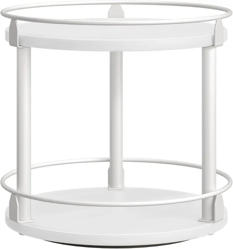 Miniatura 19 de YATINEY Lazy Susan SR22BR - Organizador giratorio para especias, organizador de platos giratorios de 2 niveles, soporte industrial para especias
